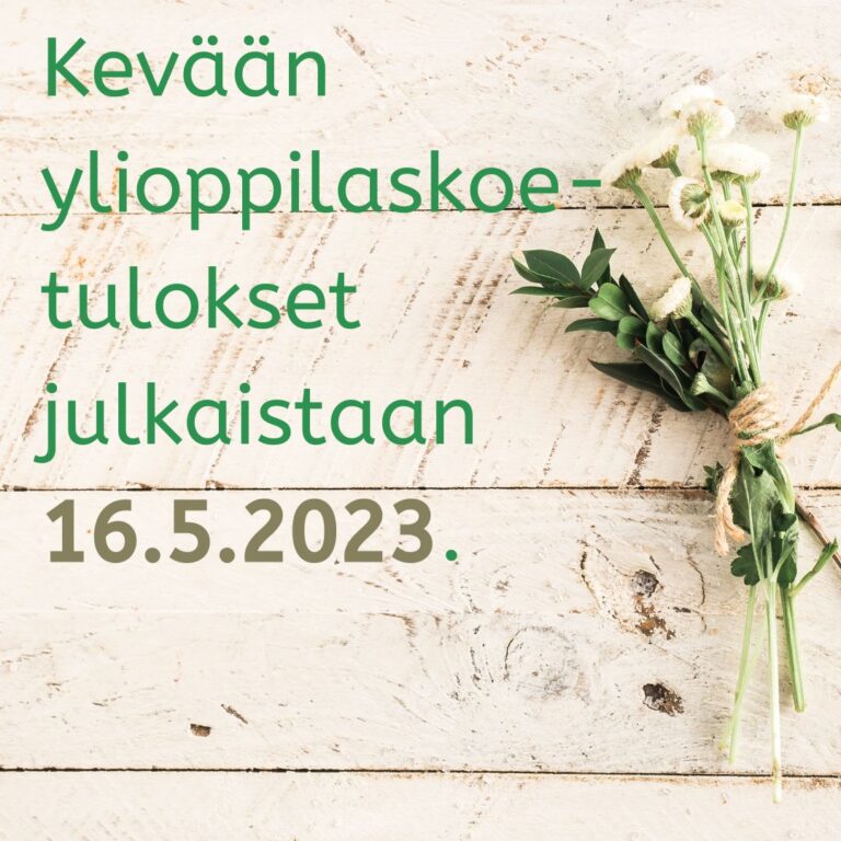 Kevään yo-koetulokset julkaistaan 16.5.2023.